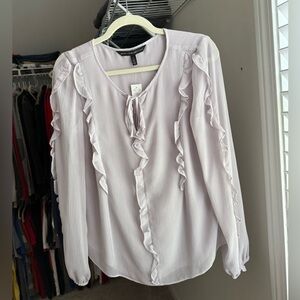 Chic Ruffled Blouse in Soft Purple White House Black Market NWT